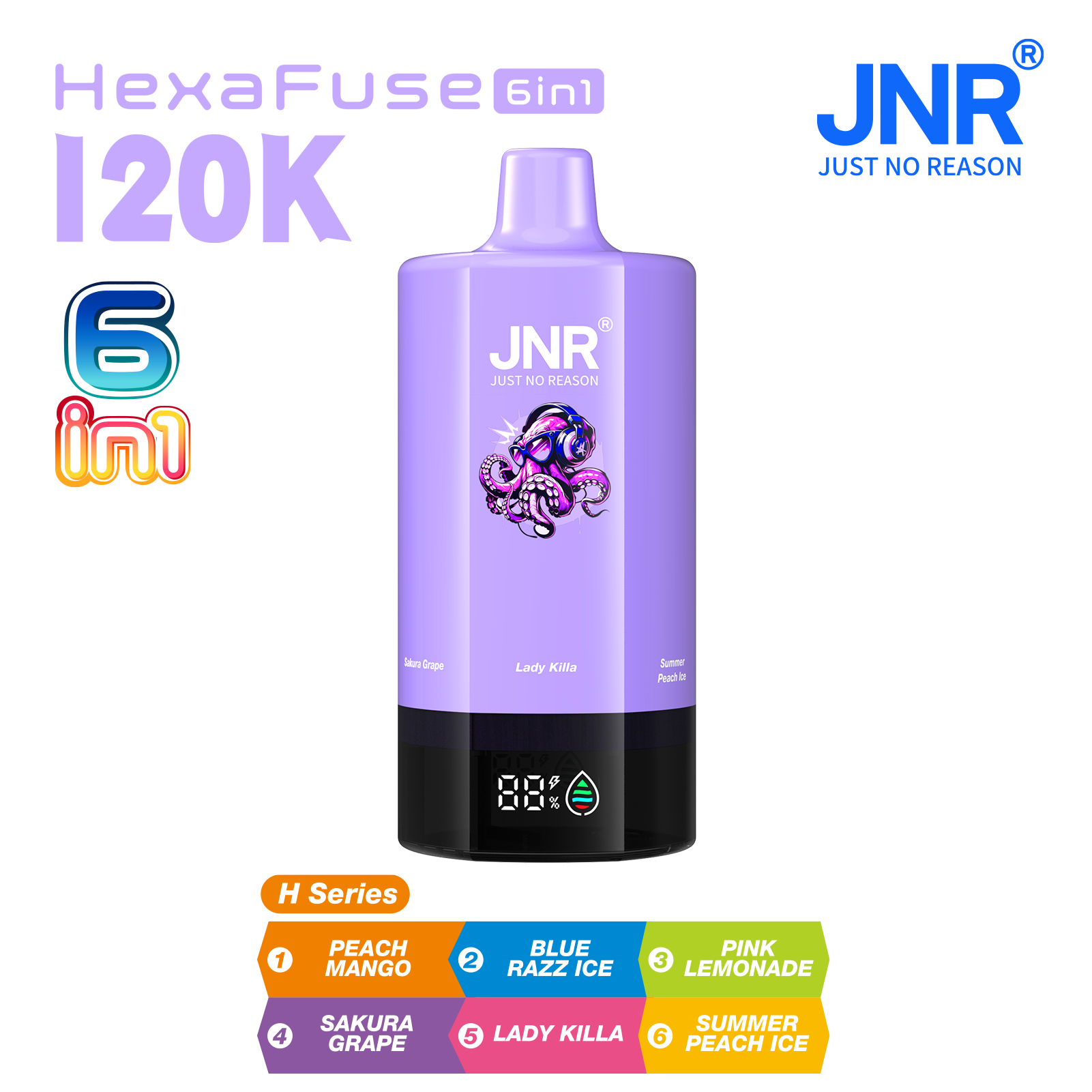 JNR HexaFuse 120K Puffs 6in1 Disposable Vape